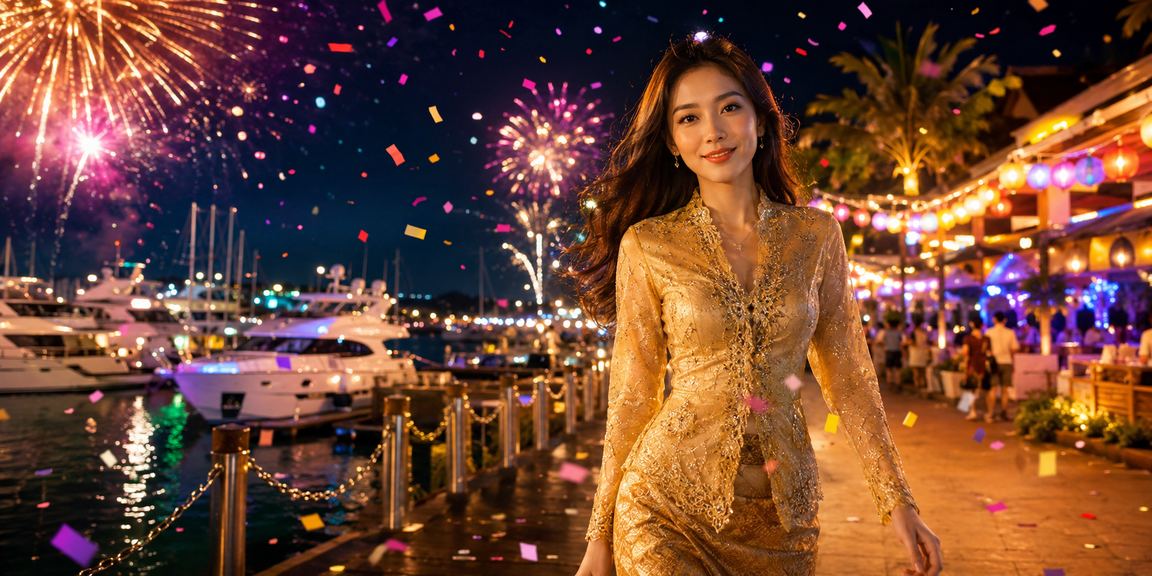 Langkawi user in kebaya attire enjoying casino entertainment and 70mai VIP rewards