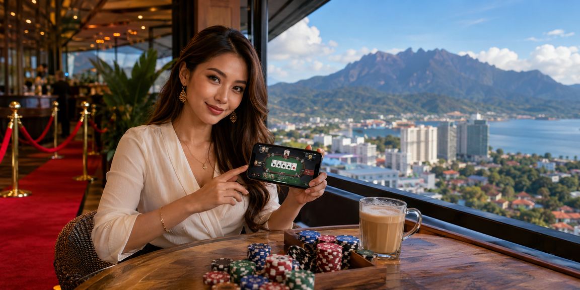 A Sabah user playing online poker on the 70mai platform
